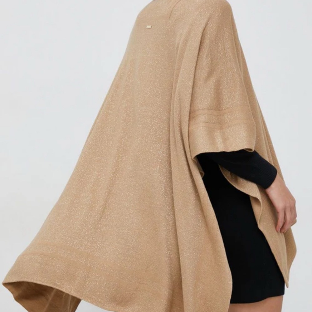 Lauren Ralph Lauren Black Label Gold‎ Metallic Kimono Wrap Reversible OS Sweater - Picture 11 of 12